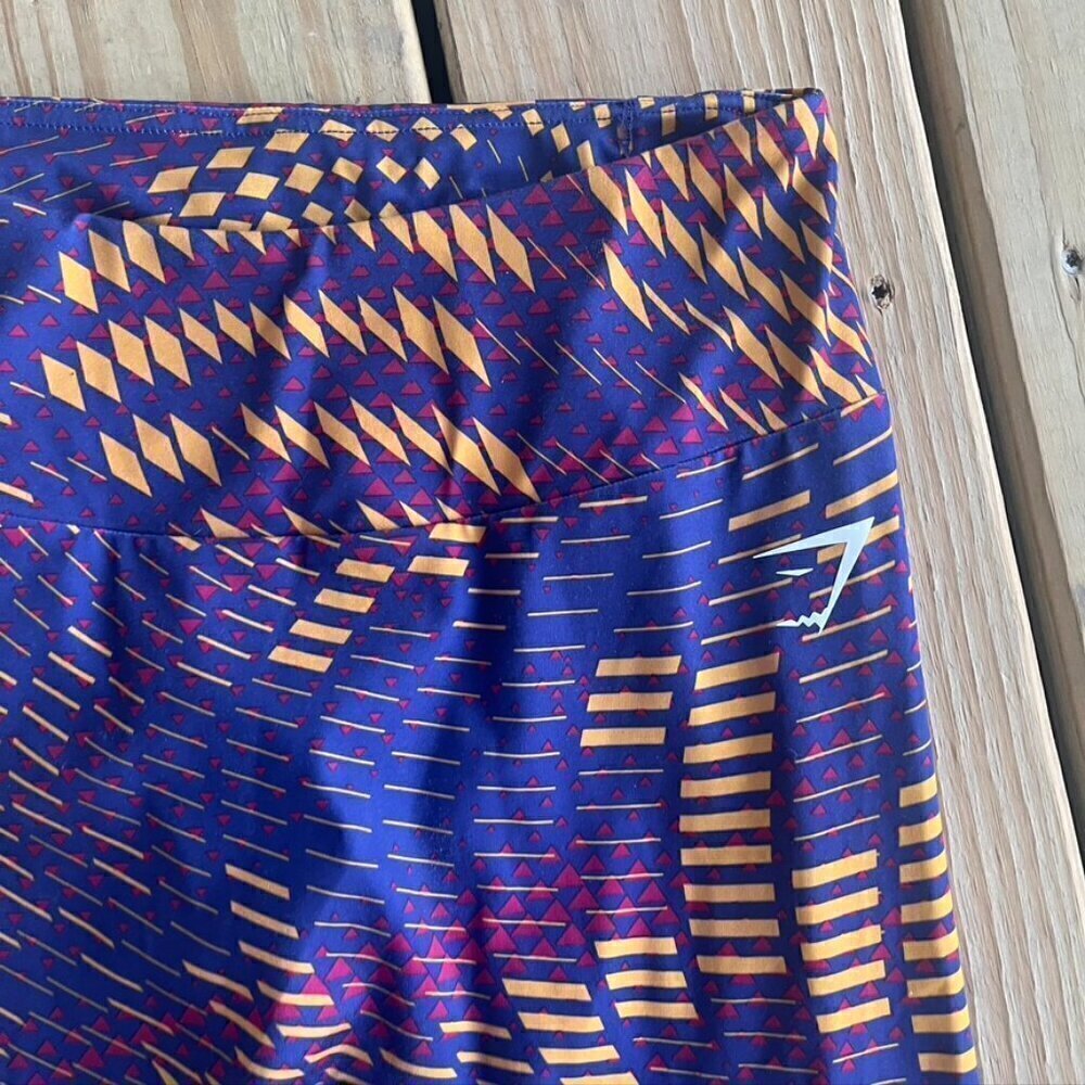 ** Gymshark geometric leggings Purple Yellow Orange Triangle Small - Picture 7 of 11